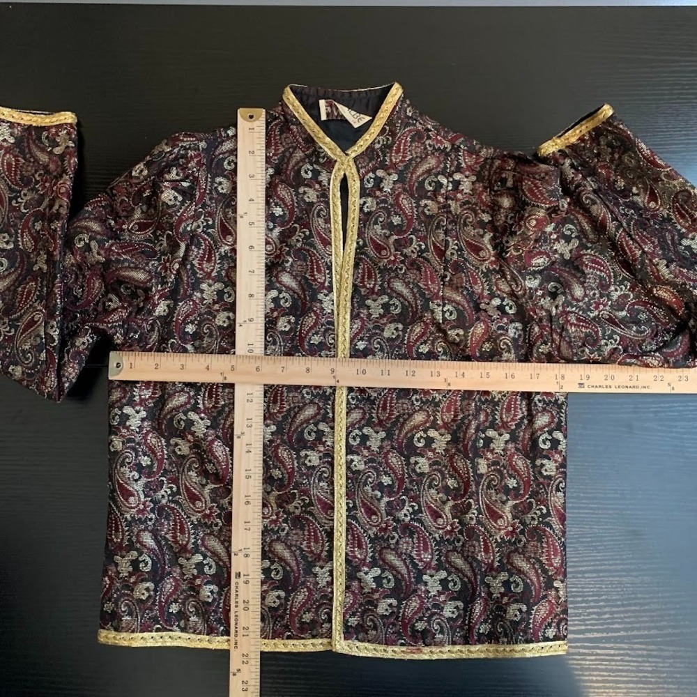 Vintage Malbe Embroidered Tapestry Paisley Blazer Jacket Union Made Womens 11/12 - Picture 9 of 9